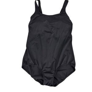 Lands End 12L One-Piece Black Tank Swimsuit